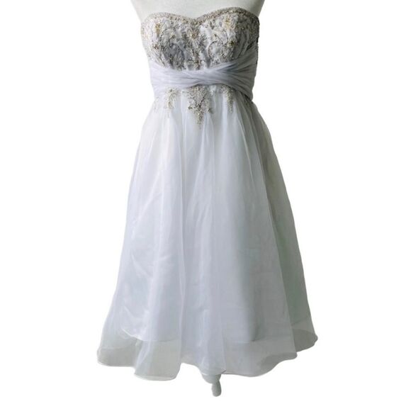 Alfred Angelo Sapphire White Tea Length Dress